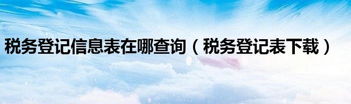 税务登记信息表在哪查询（税务登记表下载）