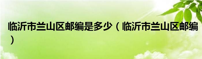 临沂市兰山区邮编是多少（临沂市兰山区邮编）