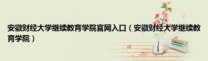 安徽财经大学继续教育学院官网入口（安徽财经大学继续教育学院）