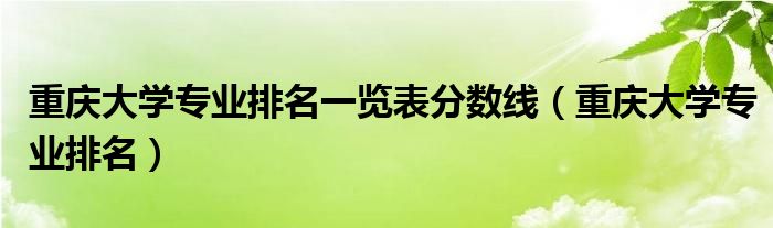 重庆大学专业排名一览表分数线（重庆大学专业排名）