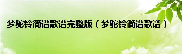 梦驼铃简谱歌谱完整版（梦驼铃简谱歌谱）