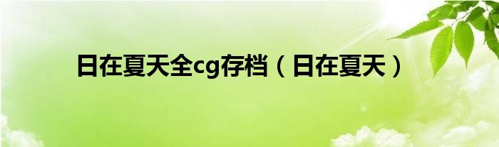 日在夏天全cg存档（日在夏天）