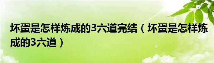 坏蛋是怎样炼成的3六道完结（坏蛋是怎样炼成的3六道）