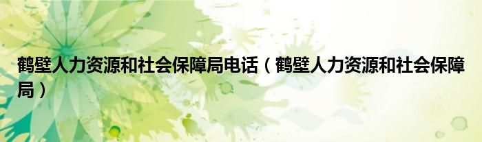 鹤壁人力资源和社会保障局电话（鹤壁人力资源和社会保障局）