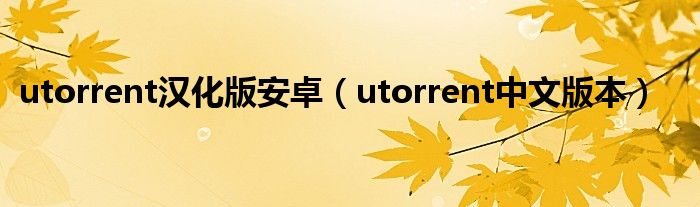 utorrent汉化版安卓（utorrent中文版本）