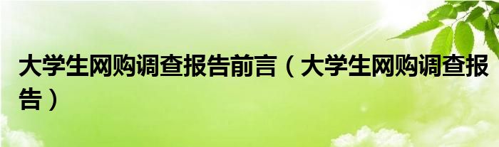 大学生网购调查报告前言（大学生网购调查报告）