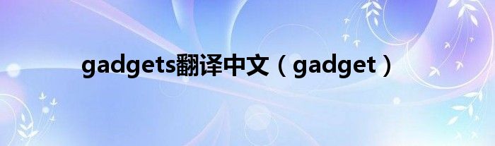 gadgets翻译中文（gadget）