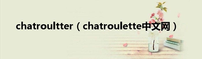 chatroultter（chatroulette中文网）