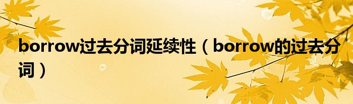 borrow过去分词延续性（borrow的过去分词）