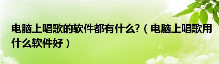 电脑上唱歌的软件都有什么?（电脑上唱歌用什么软件好）