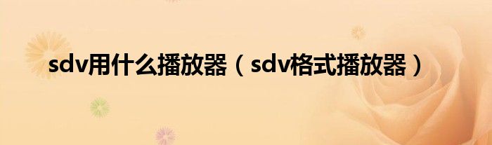 sdv用什么播放器（sdv格式播放器）