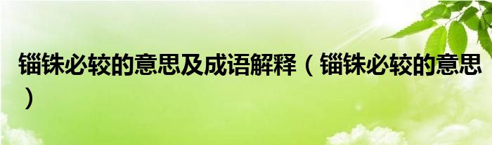 锱铢必较的意思及成语解释（锱铢必较的意思）