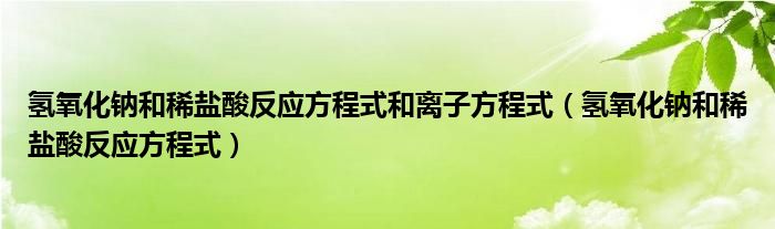 氢氧化钠和稀盐酸反应方程式和离子方程式（氢氧化钠和稀盐酸反应方程式）