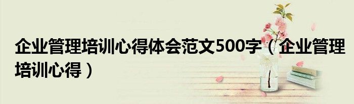 企业管理培训心得体会范文500字（企业管理培训心得）