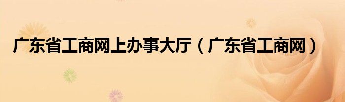 广东省工商网上办事大厅（广东省工商网）