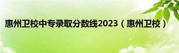 惠州卫校中专录取分数线2023（惠州卫校）