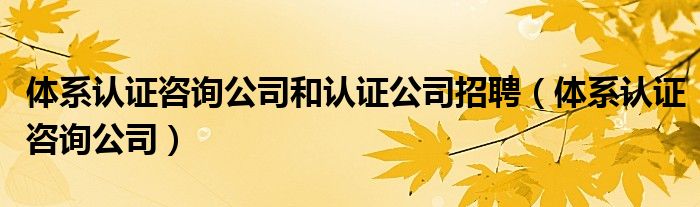 体系认证咨询公司和认证公司招聘（体系认证咨询公司）