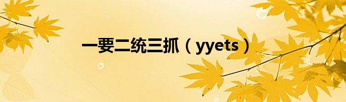 一要二统三抓（yyets）