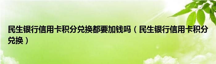 民生银行信用卡积分兑换都要加钱吗（民生银行信用卡积分兑换）