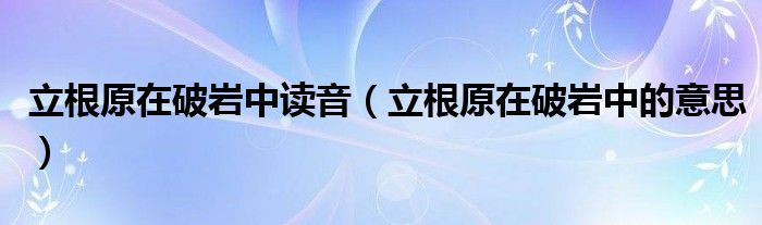 立根原在破岩中读音（立根原在破岩中的意思）