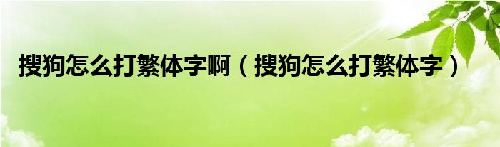 搜狗怎么打繁体字啊（搜狗怎么打繁体字）