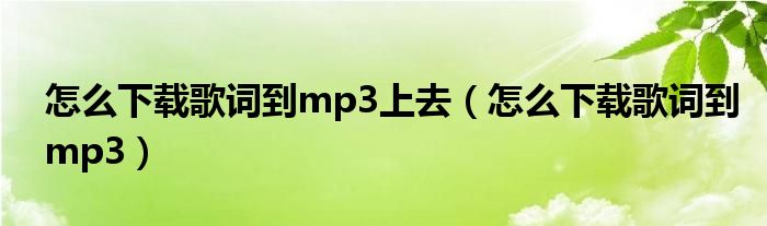 怎么下载歌词到mp3上去（怎么下载歌词到mp3）