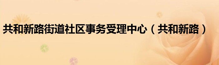 共和新路街道社区事务受理中心（共和新路）