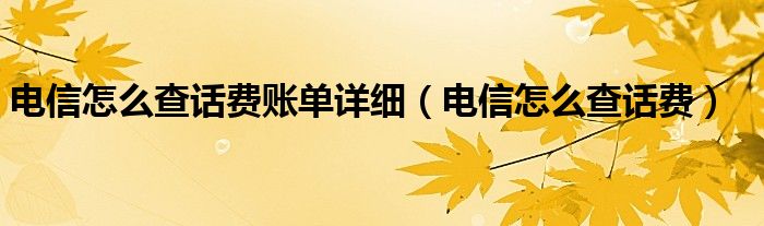 电信怎么查话费账单详细（电信怎么查话费）