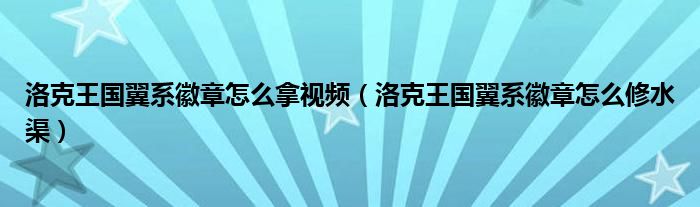 洛克王国翼系徽章怎么拿视频（洛克王国翼系徽章怎么修水渠）