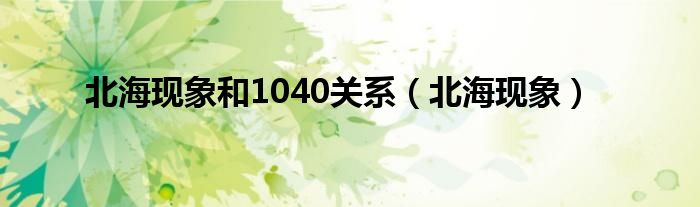 北海现象和1040关系（北海现象）