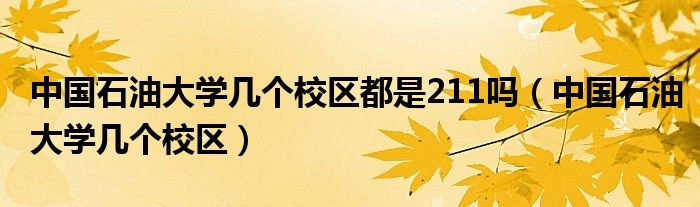 中国石油大学几个校区都是211吗（中国石油大学几个校区）