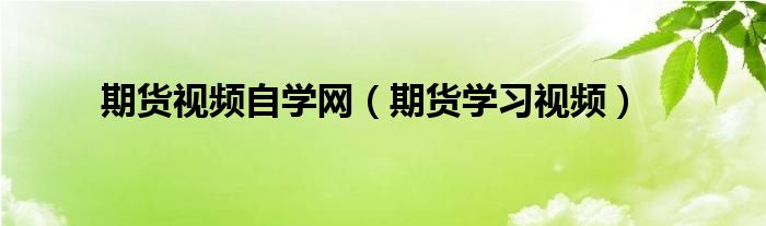 期货视频自学网（期货学习视频）