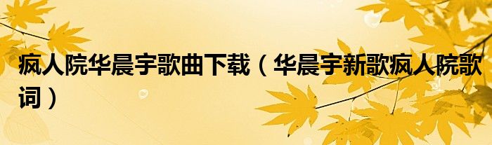 疯人院华晨宇歌曲下载（华晨宇新歌疯人院歌词）