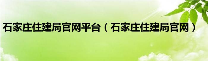 石家庄住建局官网平台（石家庄住建局官网）