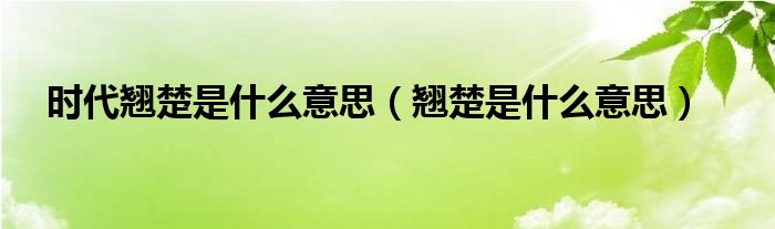 时代翘楚是什么意思（翘楚是什么意思）