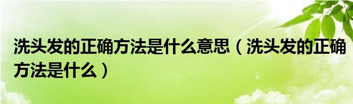 洗头发的正确方法是什么意思（洗头发的正确方法是什么）