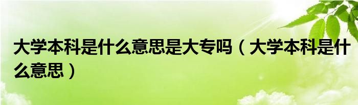 大学本科是什么意思是大专吗（大学本科是什么意思）