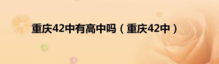 重庆42中有高中吗（重庆42中）