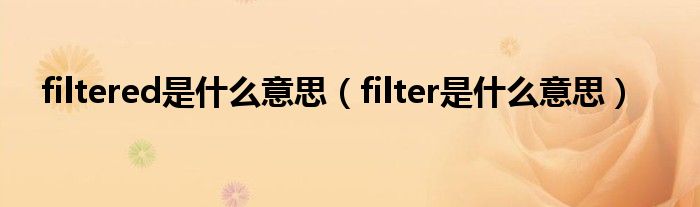 filtered是什么意思（filter是什么意思）