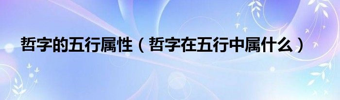 哲字的五行属性（哲字在五行中属什么）