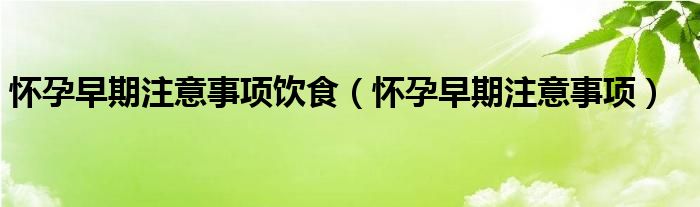 怀孕早期注意事项饮食（怀孕早期注意事项）