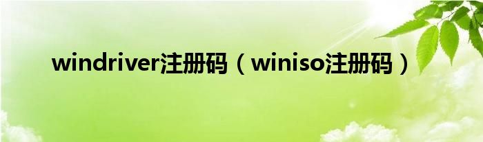 windriver注册码（winiso注册码）