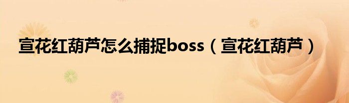 宣花红葫芦怎么捕捉boss（宣花红葫芦）