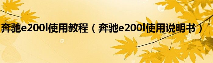 奔驰e200l使用教程（奔驰e200l使用说明书）