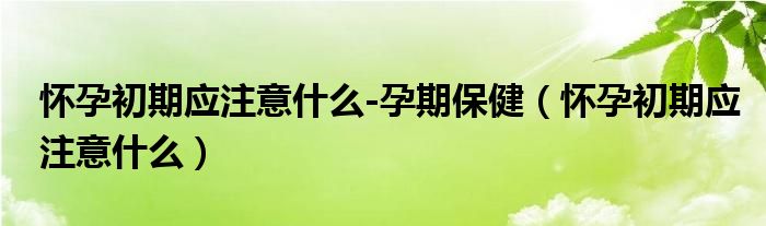 怀孕初期应注意什么-孕期保健（怀孕初期应注意什么）