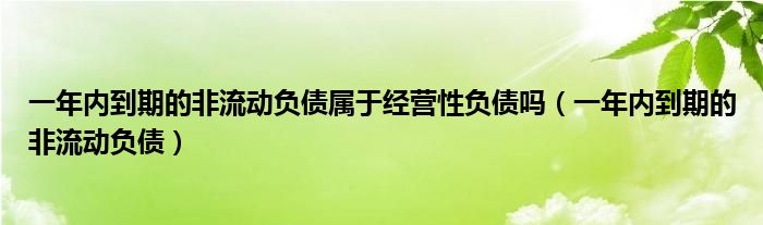 一年内到期的非流动负债属于经营性负债吗（一年内到期的非流动负债）