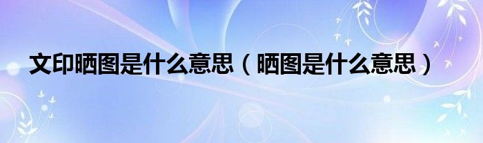 文印晒图是什么意思（晒图是什么意思）