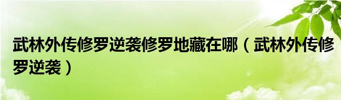 武林外传修罗逆袭修罗地藏在哪（武林外传修罗逆袭）