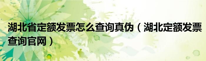 湖北省定额发票怎么查询真伪（湖北定额发票查询官网）