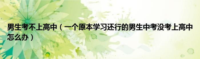 男生考不上高中（一个原本学习还行的男生中考没考上高中怎么办）